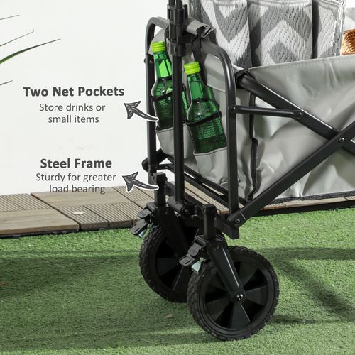 Outsunny Folding Outdoor Storage Trolley Cart Bag Telescopic Handle Brakes