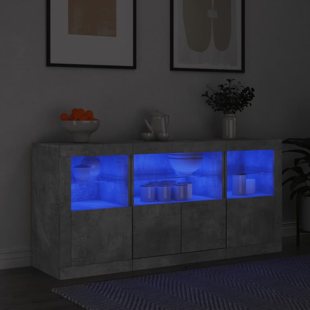 vidaXL Sideboard with LED Lights White 142.5x37x67 cm