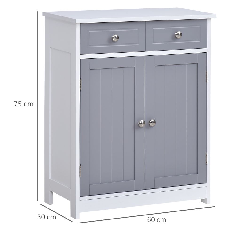 kleankin MDF 2-Drawer Bathroom Cabinet Bathroom Freestanding Cabinet Grey