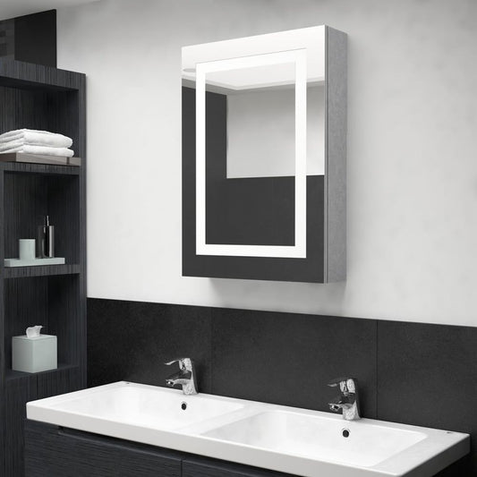 vidaXL LED Bathroom Mirror Cabinet Concrete Grey 50x13x70 cm