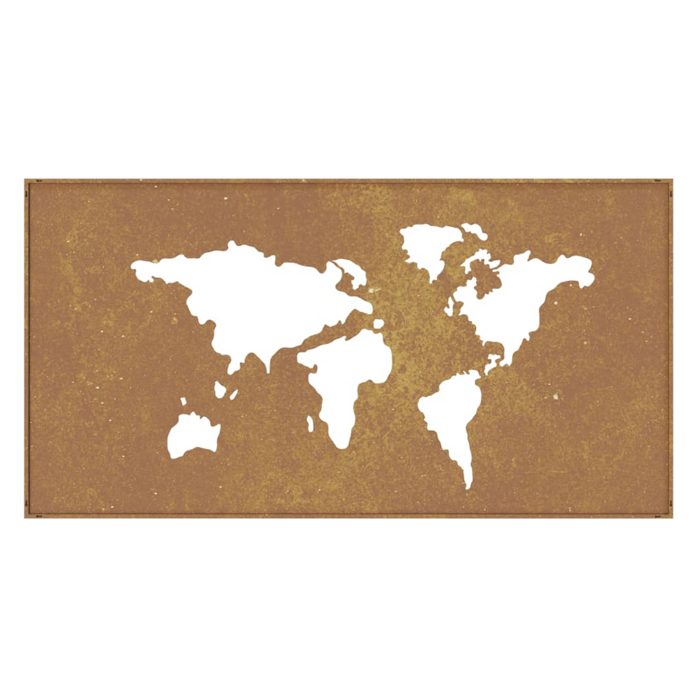 vidaXL Garden Wall Decoration 105x55 cm Corten Steel World Map Design