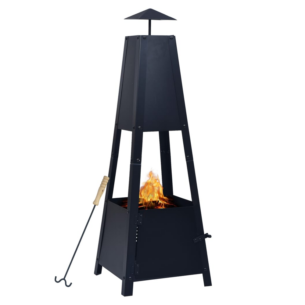 Fire Pit Black 35x35x99 cm Steel