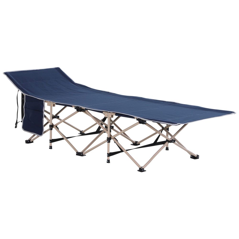 Single Portable Outdoor Military Sleeping Bed Camping Cot Blue Outsunny