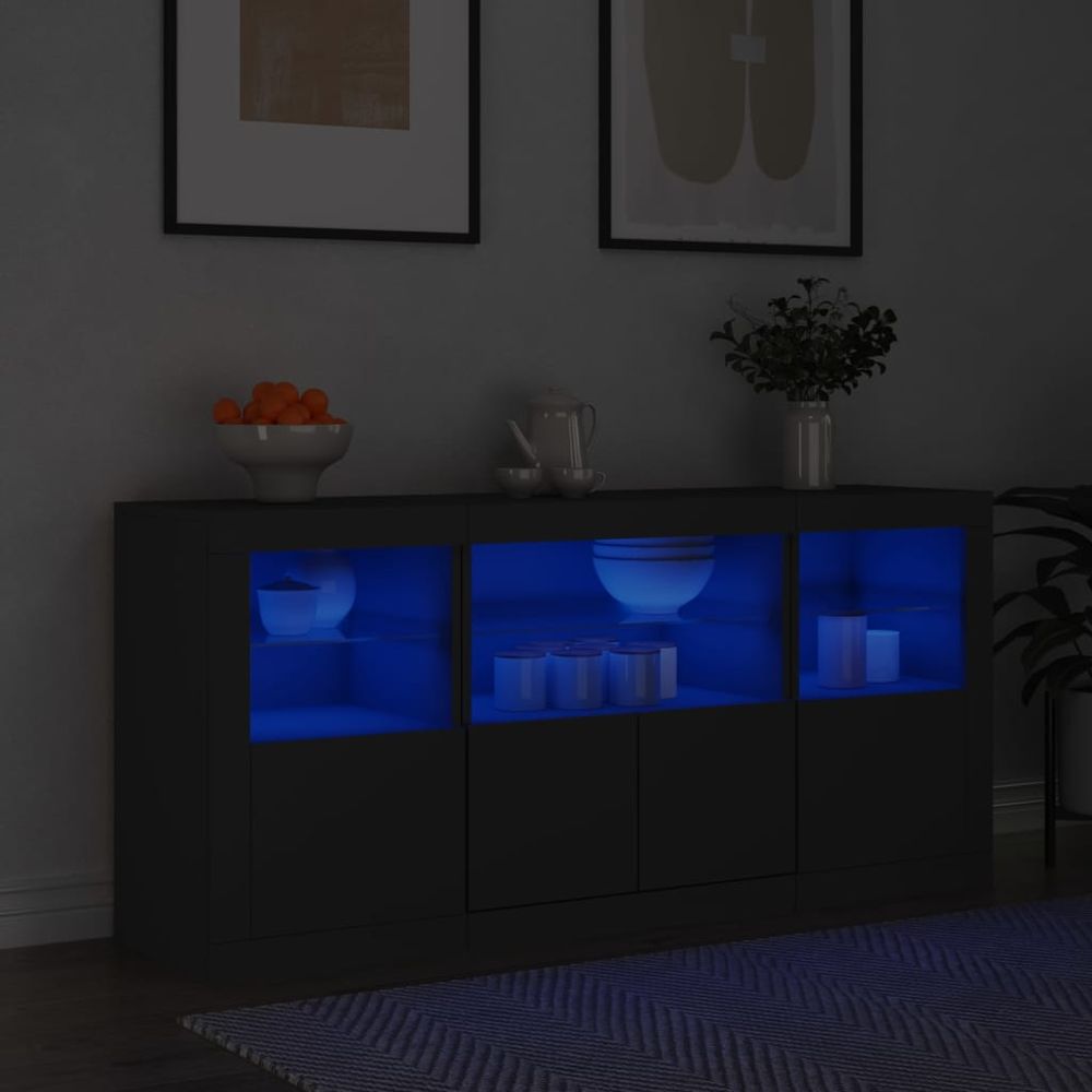 vidaXL Sideboard with LED Lights White 142.5x37x67 cm