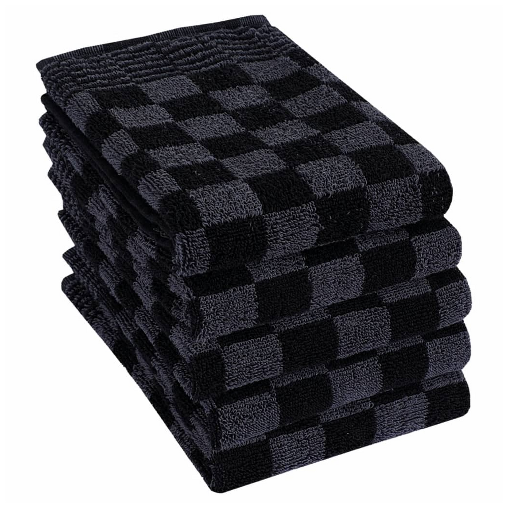 vidaXL 10 Piece Towel Set Black and Grey Cotton