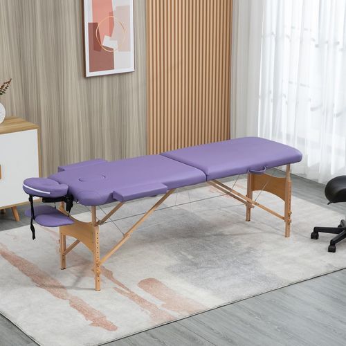 Portable Massage Bed Folding Spa Beauty Massage Table with 2 Sections Purple