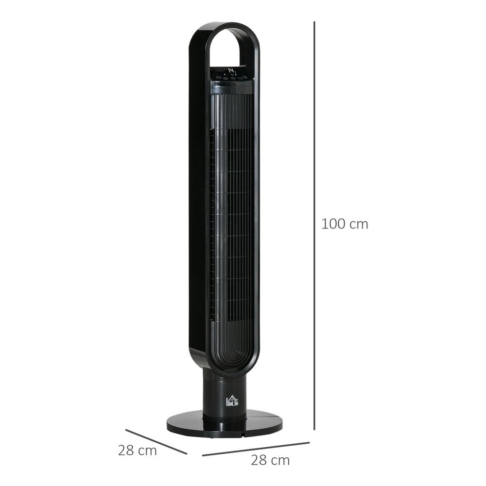 Tower Fan Cooling for Bedroom with Oscillating, 3 Sp, Timer, Black Home w/ RC,