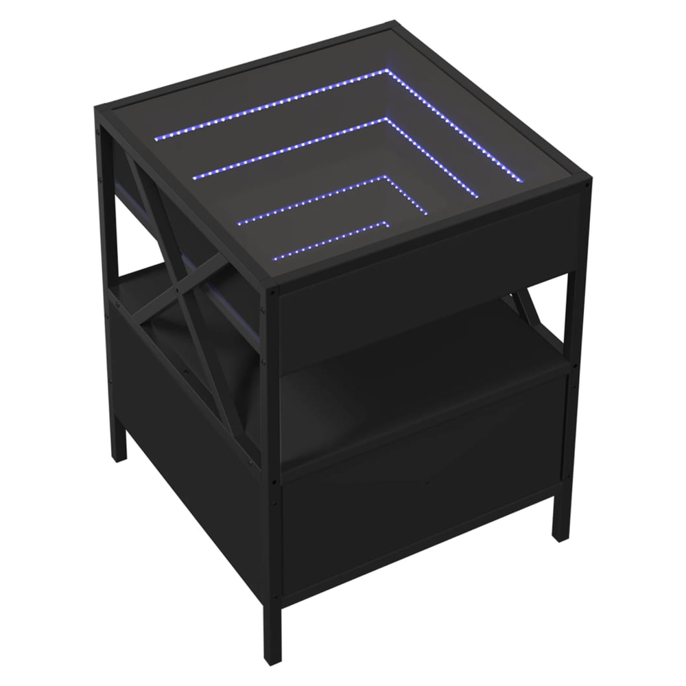 vidaXL Coffee Table with Infinity LED Black 40x40x51 cm