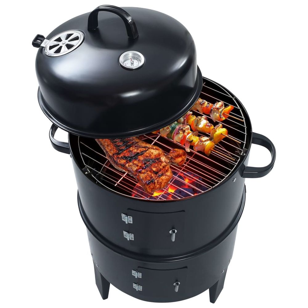 3-in-1 Charcoal Smoker BBQ Grill 40x80 cm