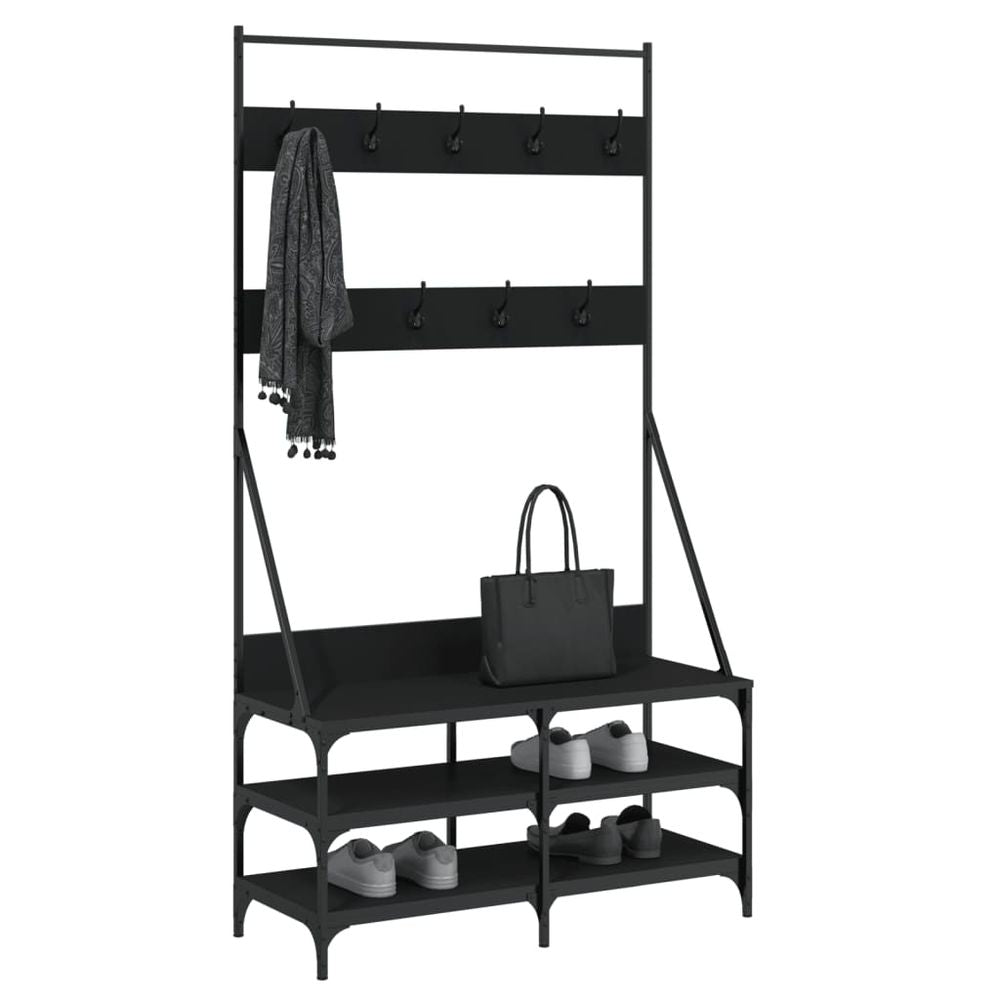 vidaXL Clothes Rack with Shoe Storage Black 100x40x184 cm