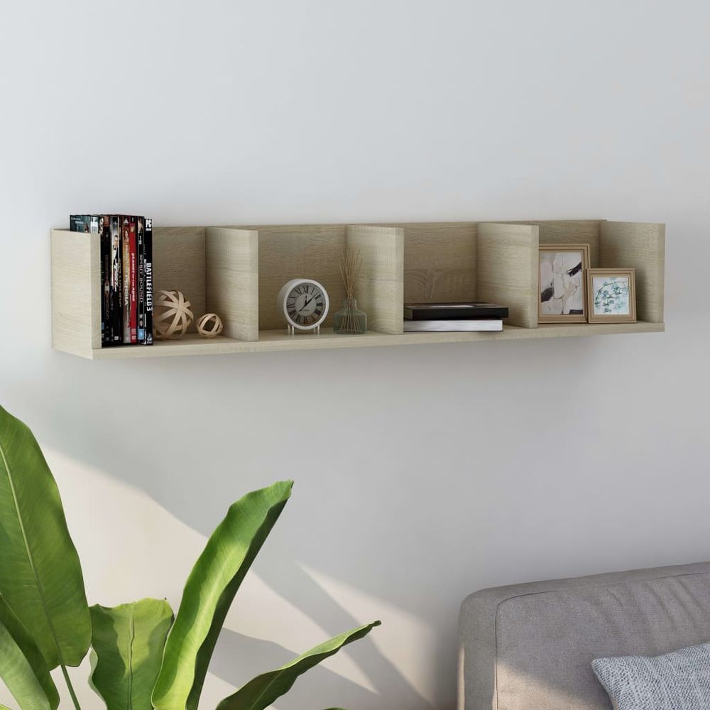 CD Wall Shelf Smoked Oak 100x18x18 cm Engineered Wood