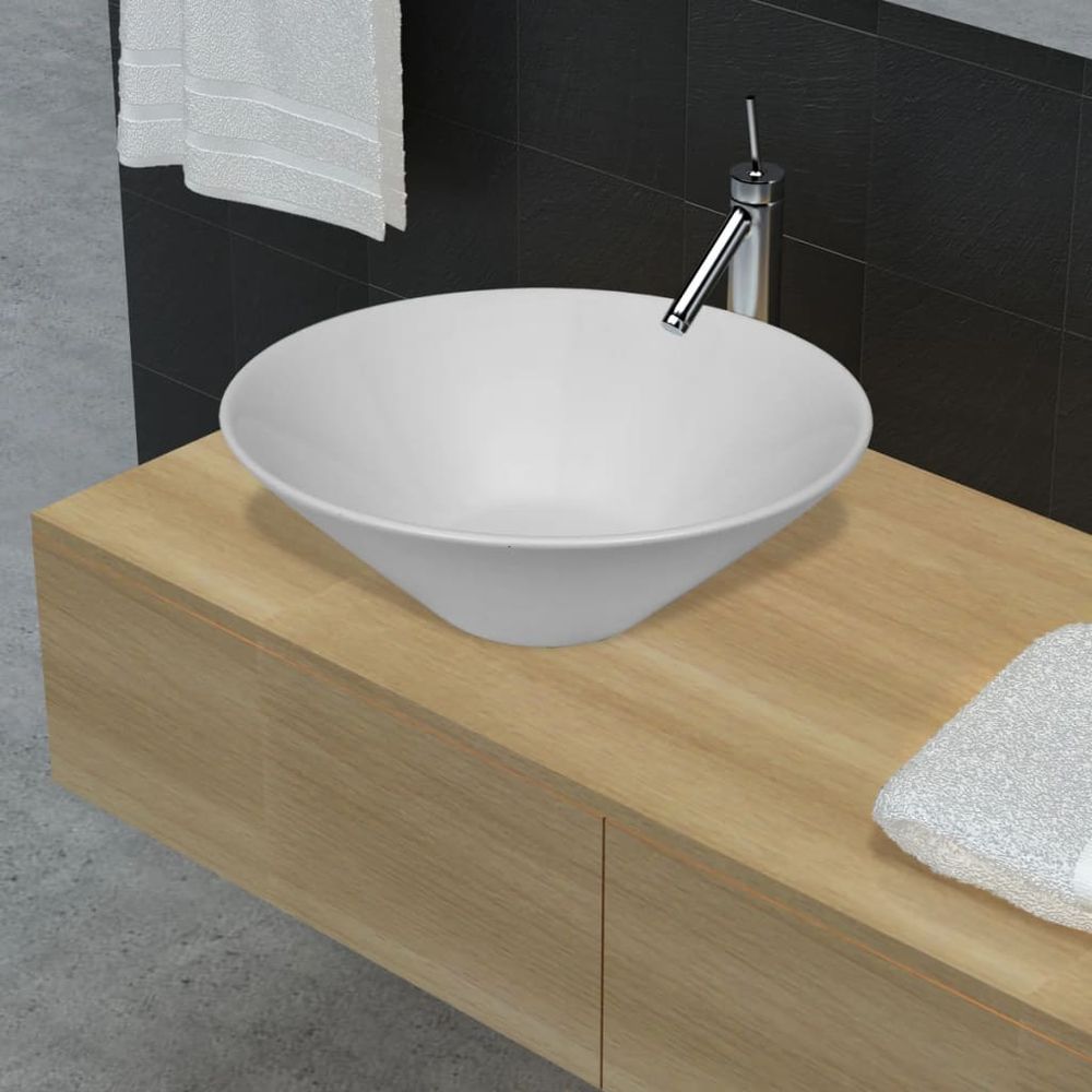 Ceramic Bathroom Sink Basin Black Round