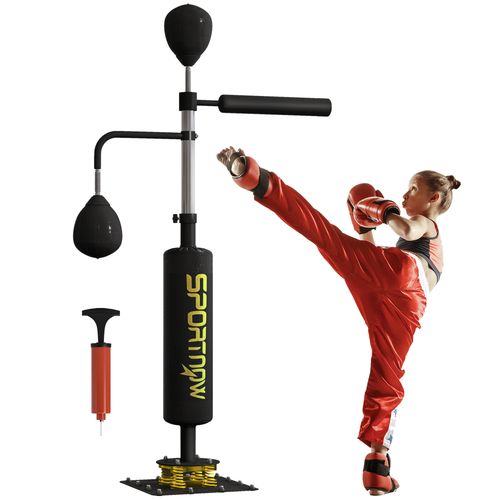 SPORTNOW Boxing Bag, Freestanding Punching Bag with Reflex Bar, Speed Balls