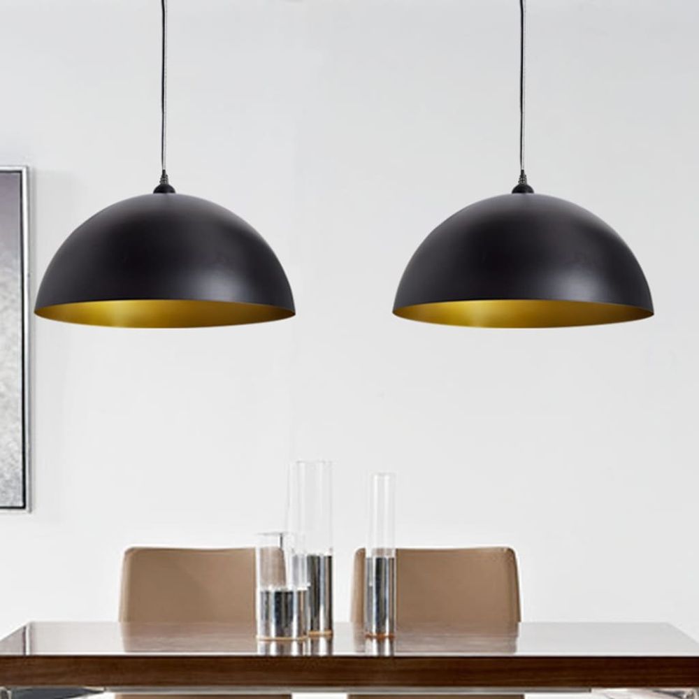 Ceiling Lamp 2 pcs Height-adjustable Semi-spherical Black