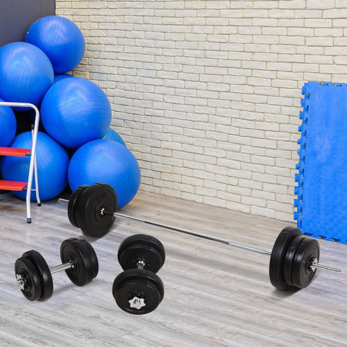 HOMCOM Dumbbells and Barbell Set with 65kg Adjustable Weights for Home Gym