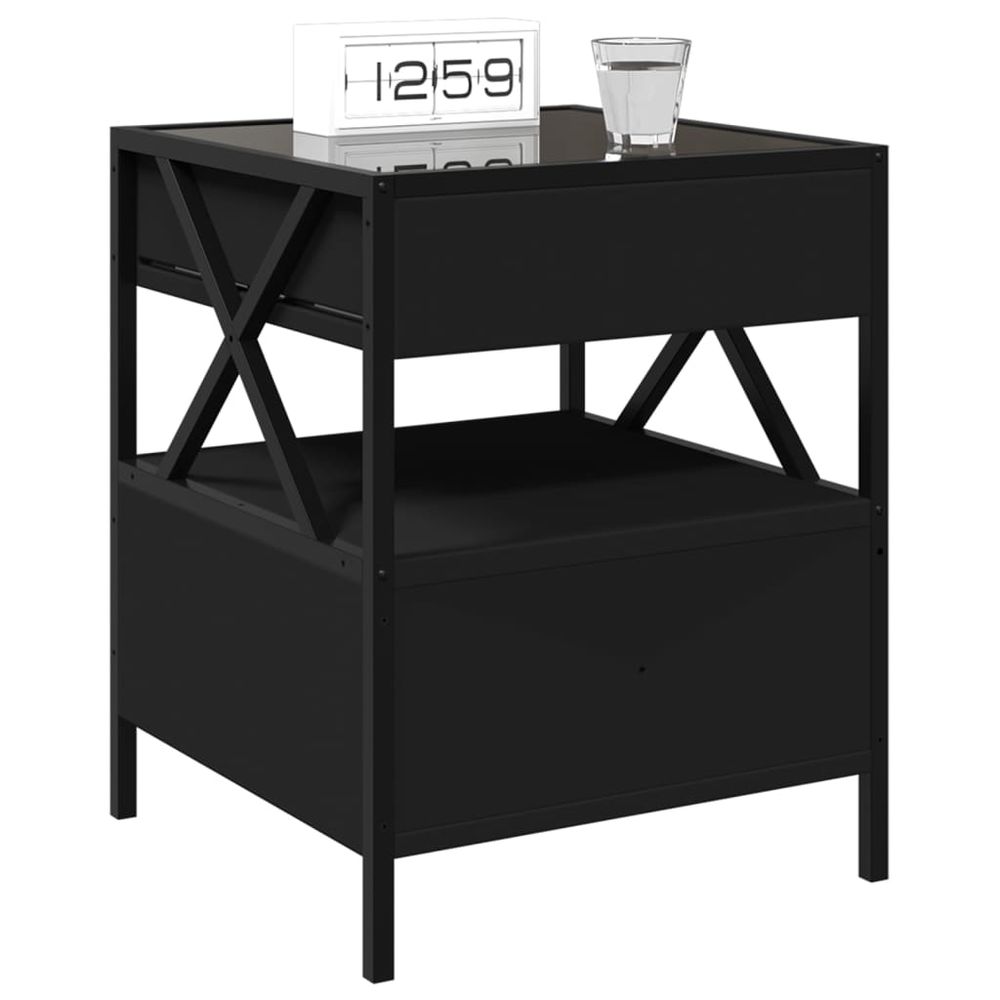 vidaXL Bedside Table with Infinity LED Black 40x40x51 cm