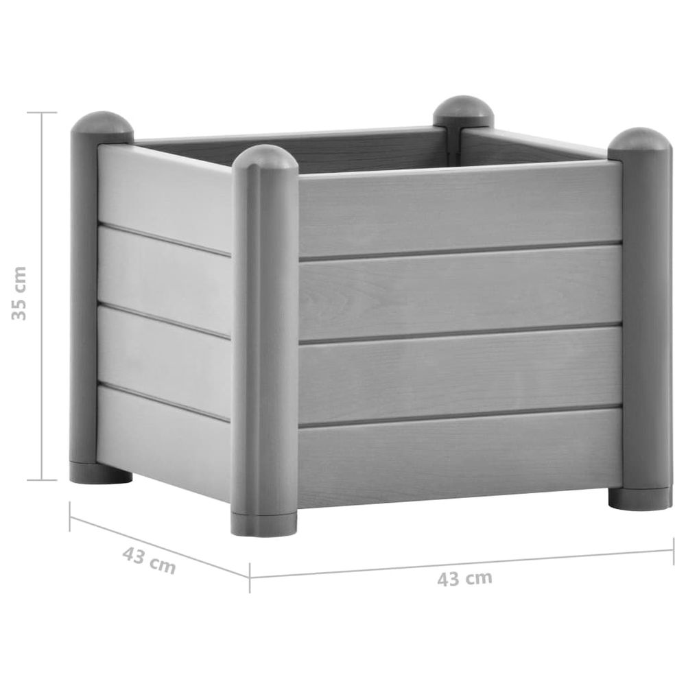 Garden Raised Bed PP Stone Grey 43x43x35 cm