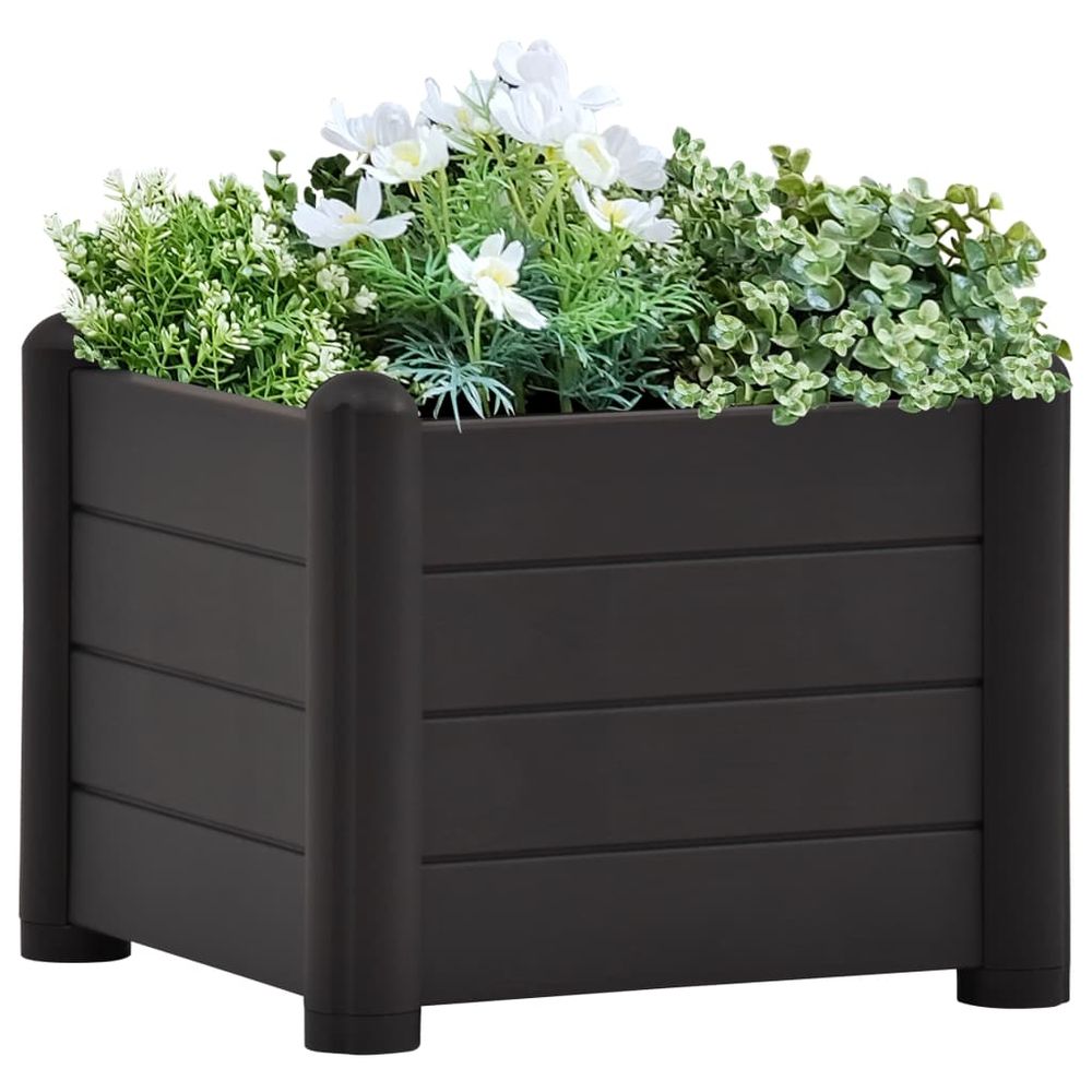 Garden Raised Bed PP Stone Grey 43x43x35 cm