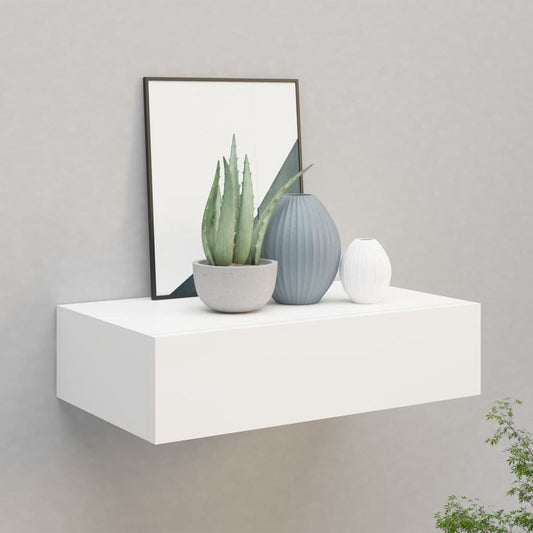 vidaXL Wall-mounted Drawer Shelf White 40x23.5x10 cm MDF