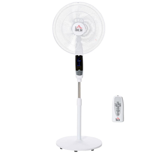 HOMCOM 54 Inch Pedestal Fan Height Adjustable 7.5h 85 Oscillation LED Panel