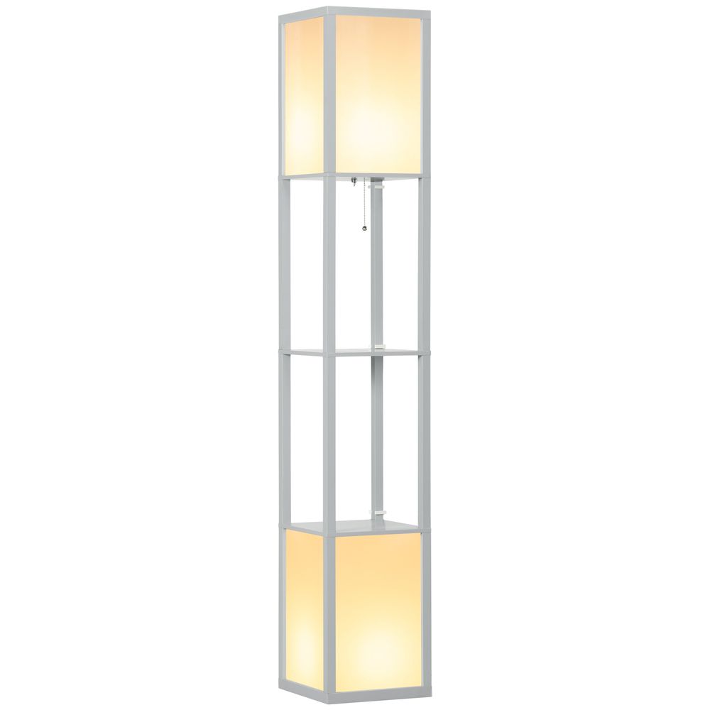 HOMCOM Shelf Floor Lamp with Dual Light, for Living Room, Bedroom, Black