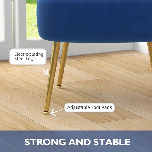 HOMCOM Set of 2 Accent Chairs Wingback Armless Chairs for Bedroom Dark Blue