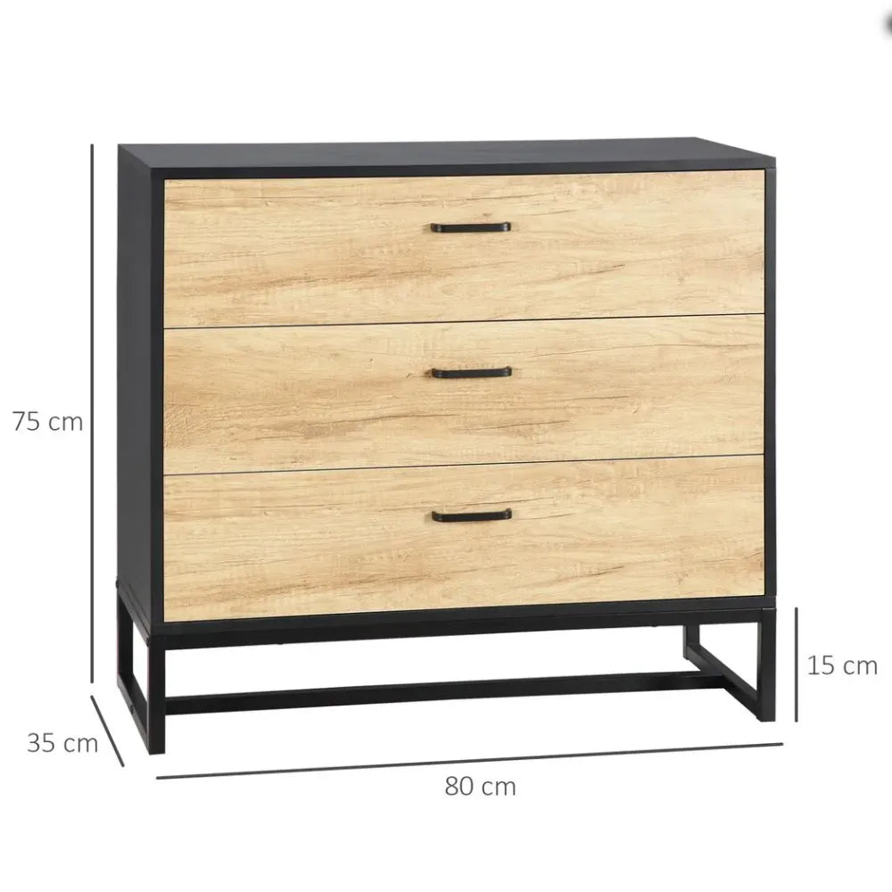 Chest of Drawers 3-Drawer Storage Organiser with Handles Bedroom Living Room