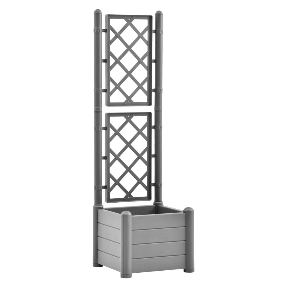 Garden Planter with Trellis 43x43x142 cm PP Stone Grey