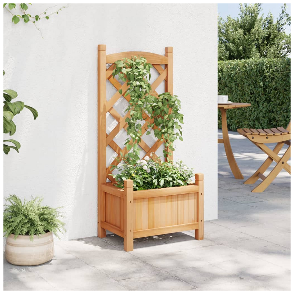 vidaXL Planter with Trellis Brown Solid Wood Fir