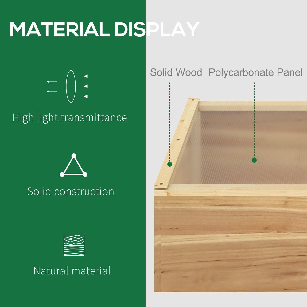 Wooden Cold Frame Greenhouse Grow House, 100 x 50 x 36 cm, Natural