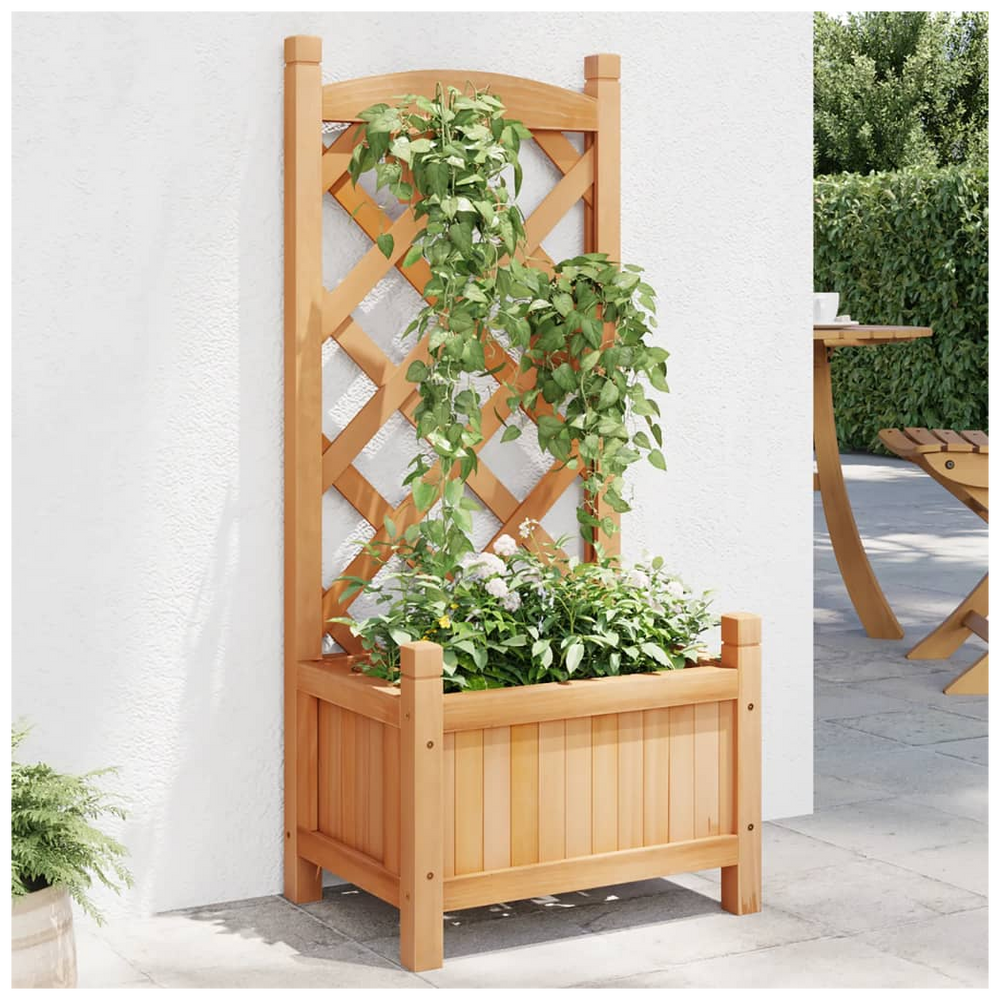 vidaXL Planter with Trellis Brown Solid Wood Fir