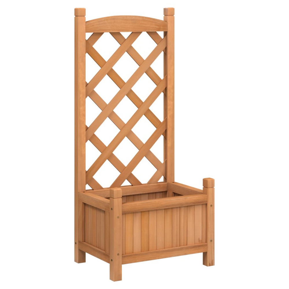 vidaXL Planter with Trellis Brown Solid Wood Fir