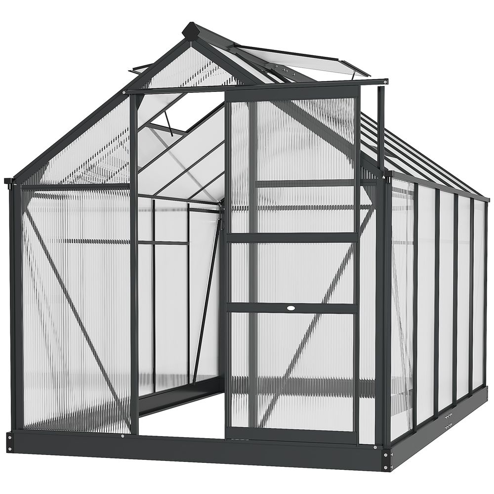 Polycarbonate Walk-In Garden Greenhouse Aluminium Frame w/ Slide Door 6 x 10ft