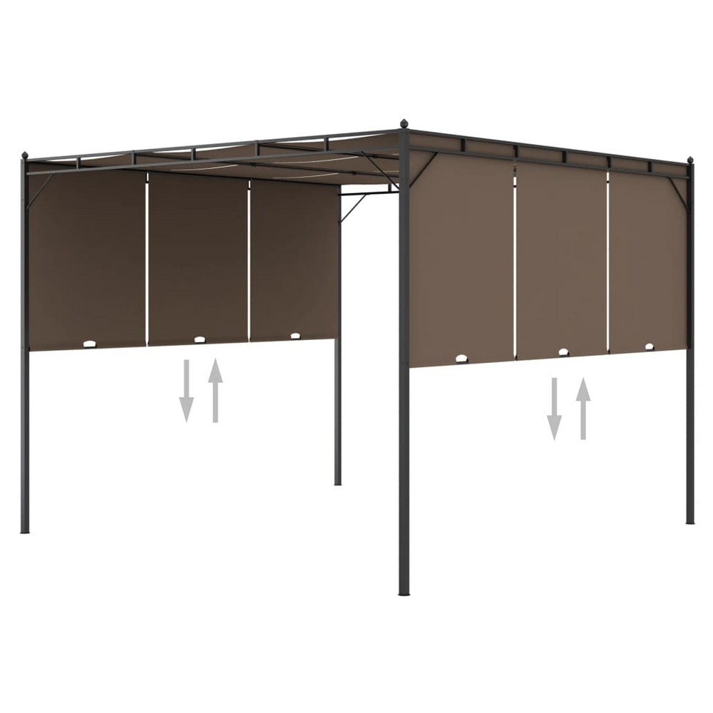 Garden Gazebo with Side Curtain 3x3x2.25 m Taupe