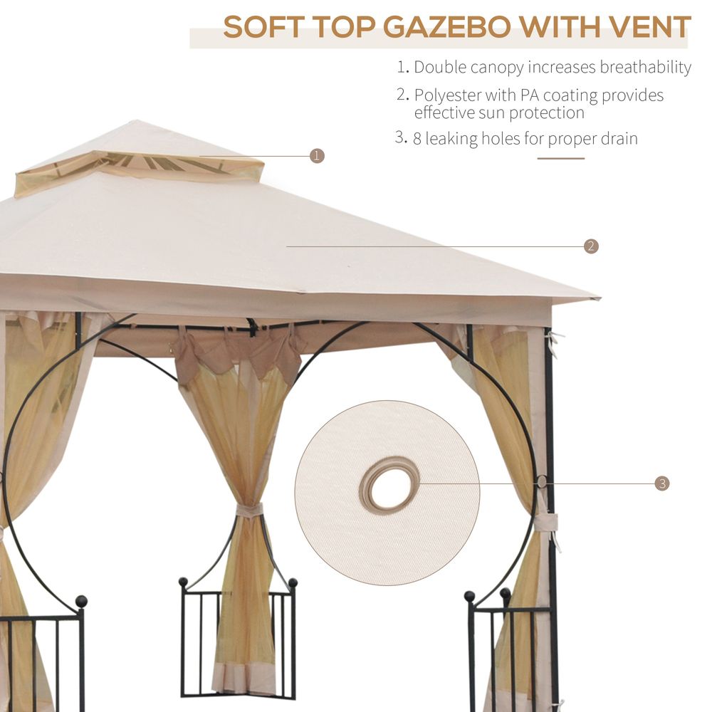 Metal Gazebo With Sides Beige  3m x 3m Waterproof Gazebo