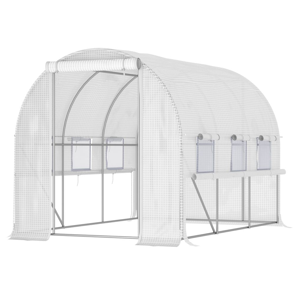 Large Outside Backyard Plant Greenhouse Hot House w/ Zippered Doors White