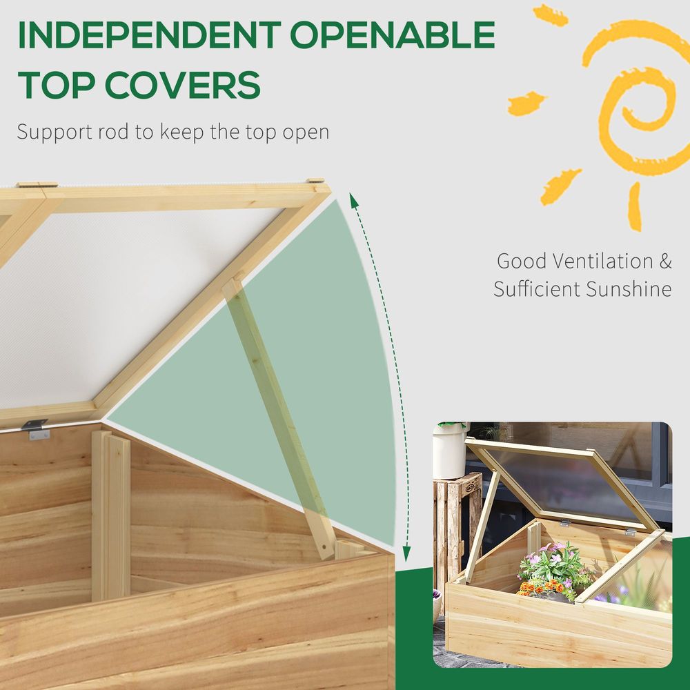 Wooden Cold Frame Greenhouse Grow House, 100 x 50 x 36 cm, Natural