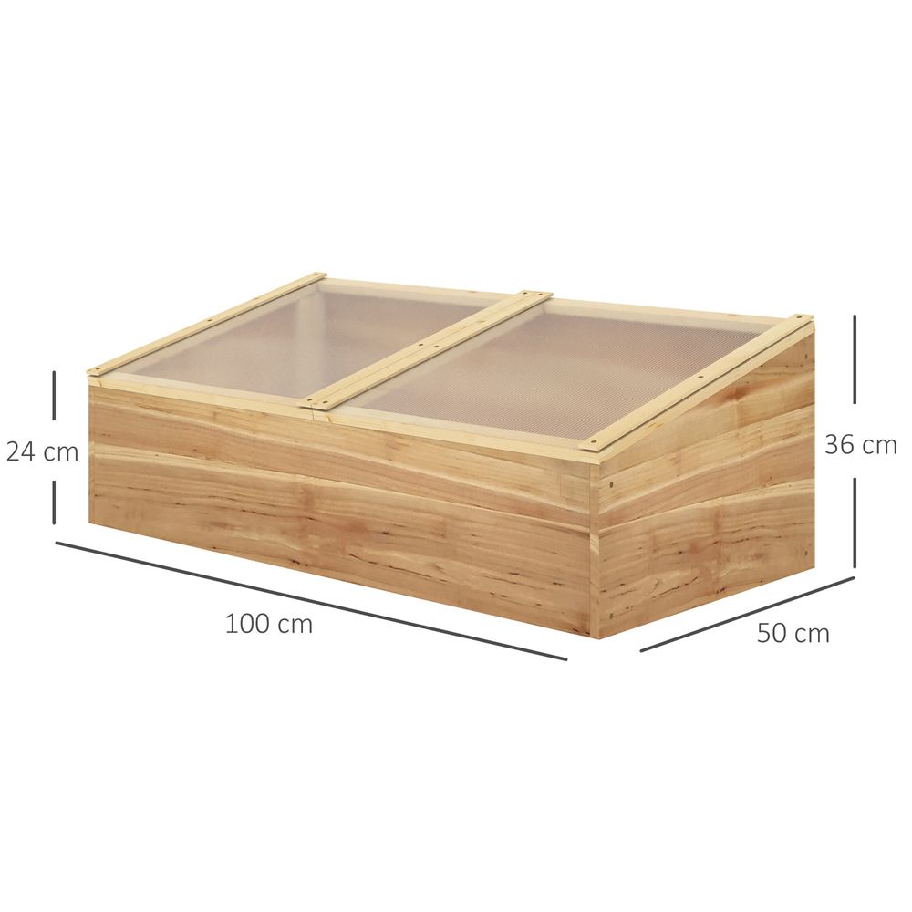 Wooden Cold Frame Greenhouse Grow House, 100 x 50 x 36 cm, Natural