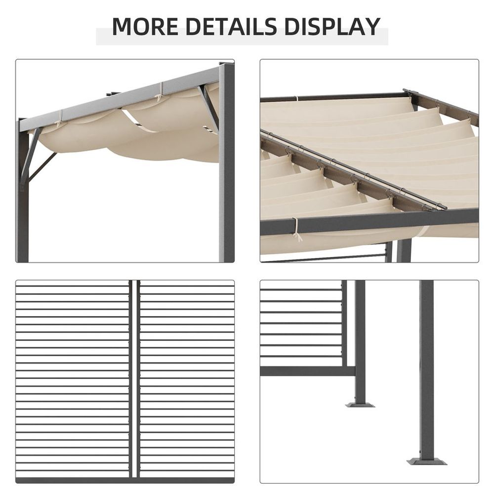 Metal Pergola Patio Sun Shelter Grape Tent Retractable Canopy UV Cut