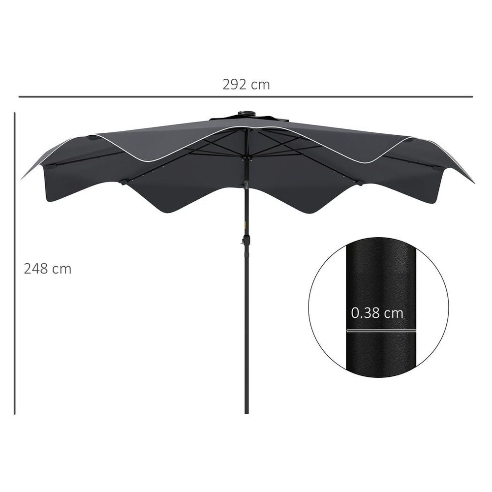 Outsunny Garden Parasol Umbrella with LED Lights and Tilt, Table Umbrella