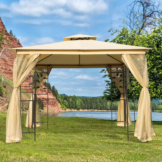 3x3 m Double Top Gazebo-Beige