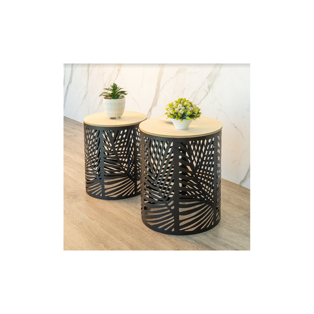 Set of 2 Leaf Cut Basket Table - SLENDER