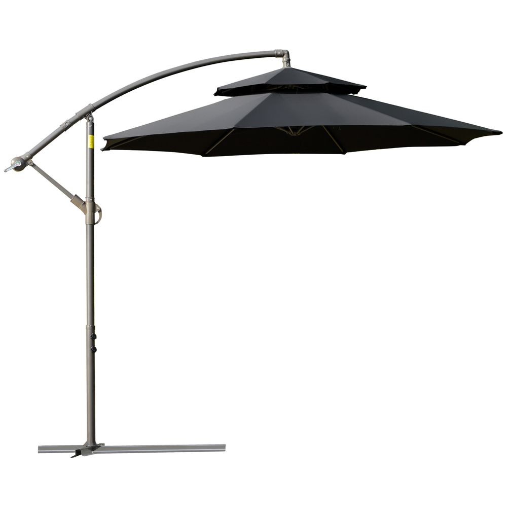 2.7m Banana Parasol Cantilever Handle, Cross BaseBlack