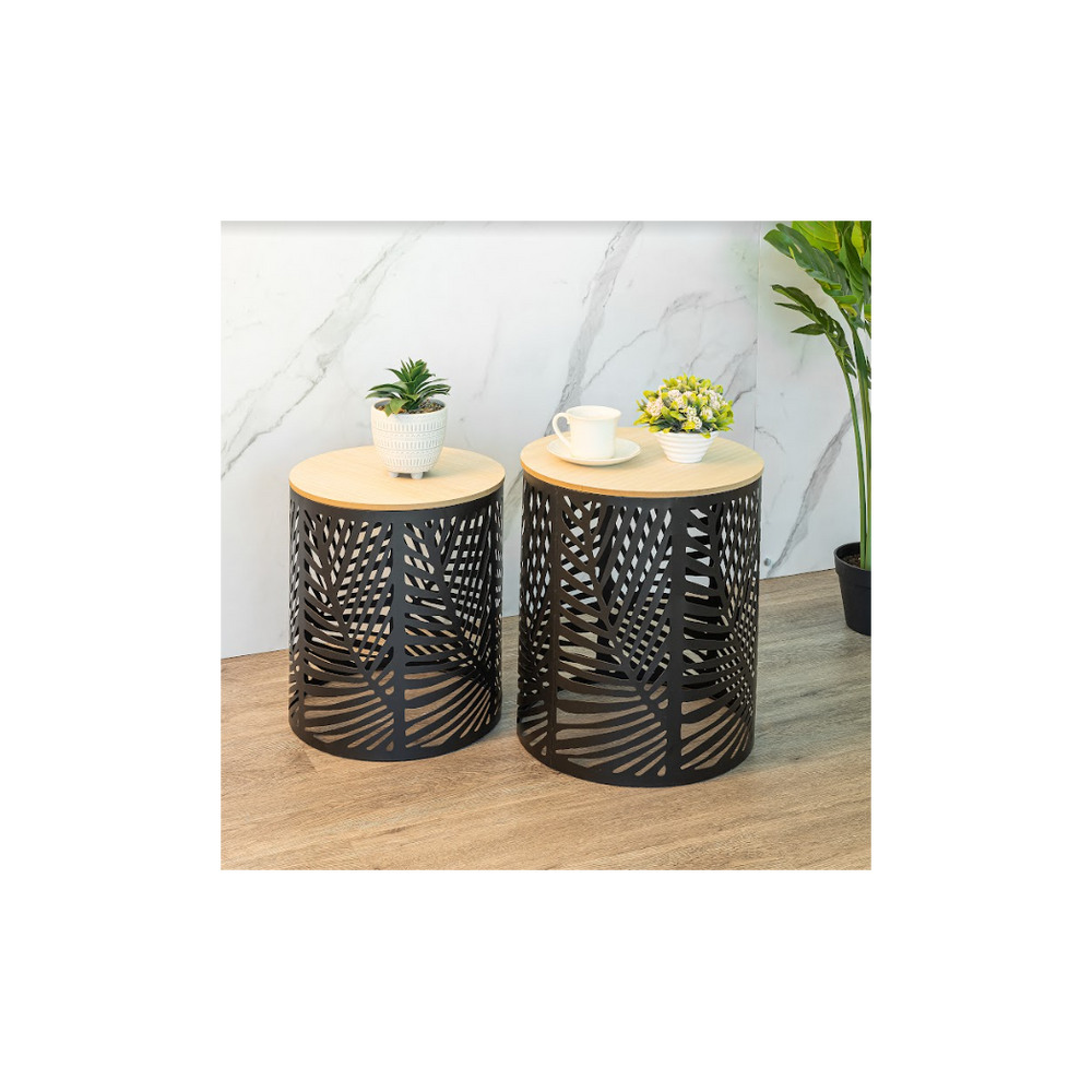 Set of 2 Leaf Cut Basket Table - SLENDER