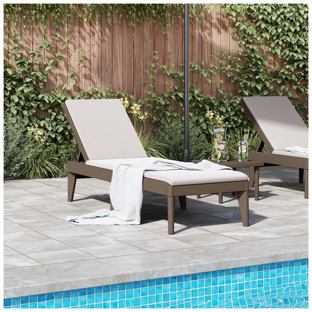 vidaXL Sun Lounger Brown 186x60x29 cm PP