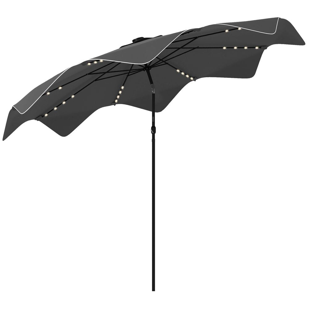 Outsunny Garden Parasol Umbrella with LED Lights and Tilt, Table Umbrella