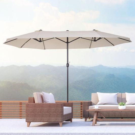 4.6m Double-Sided Patio Parasol Sun Umbrella