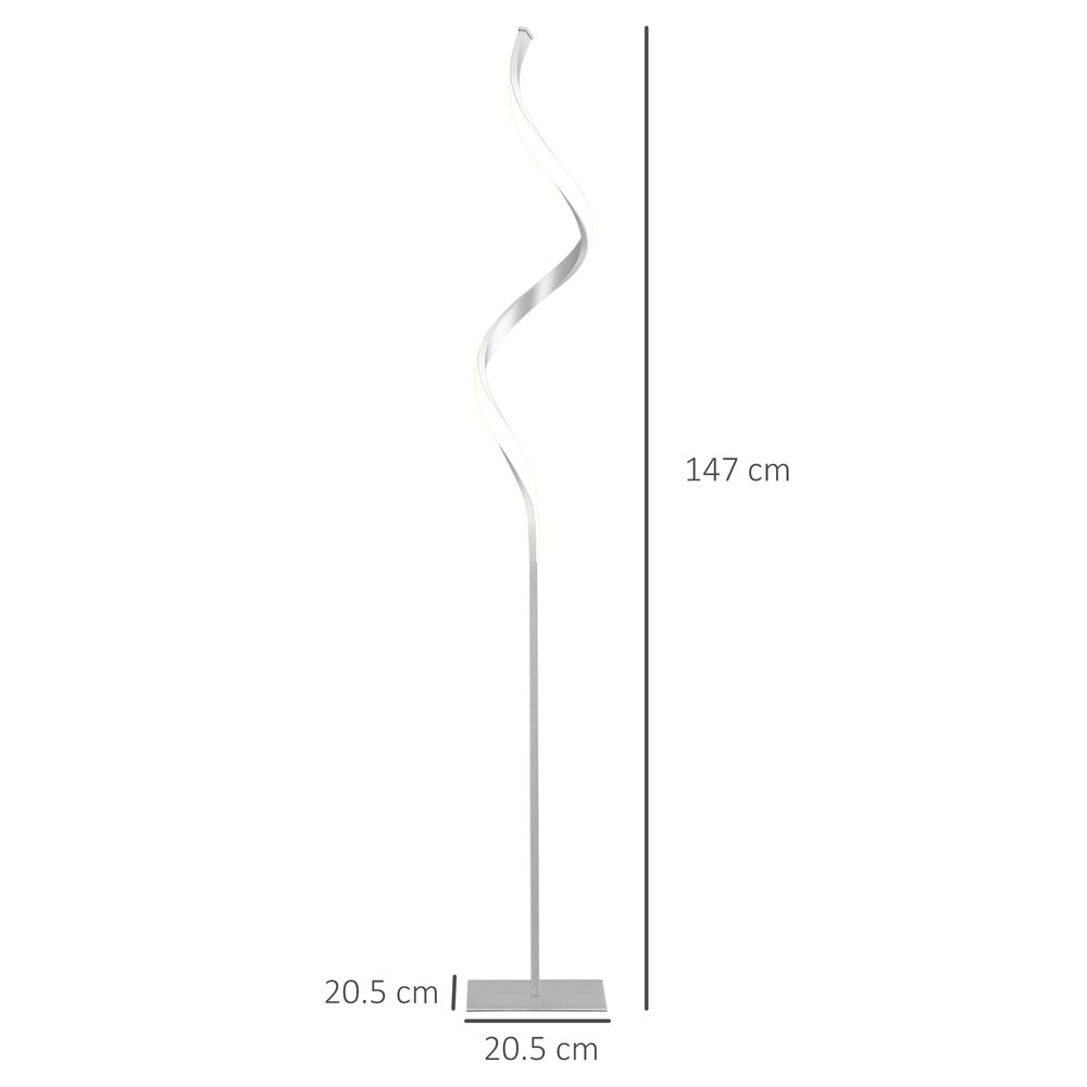 Spiral Floor Lamp for Living Room with 3 Adjustable Brightness, Silver HOMCOM