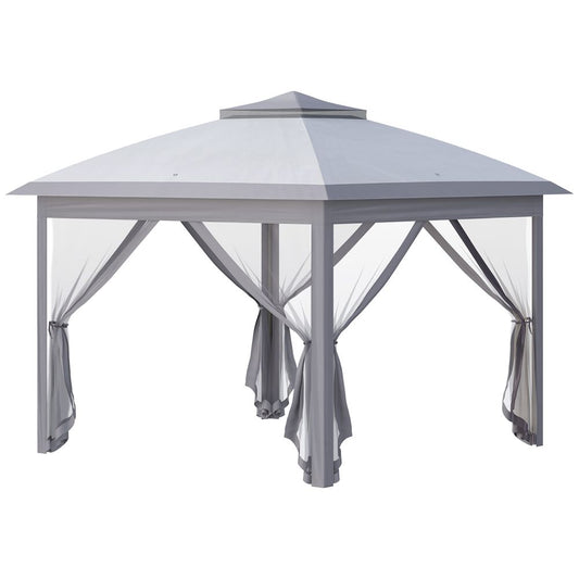 Pop Up Gazebo Height Adjustable Canopy Tent w/ Carrying Bag, Grey