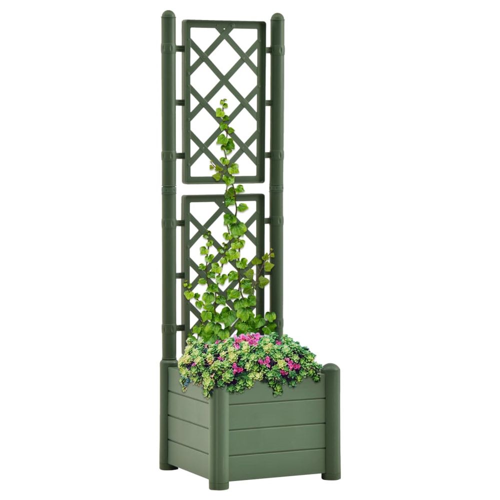 Garden Planter with Trellis 43x43x142 cm PP Stone Grey